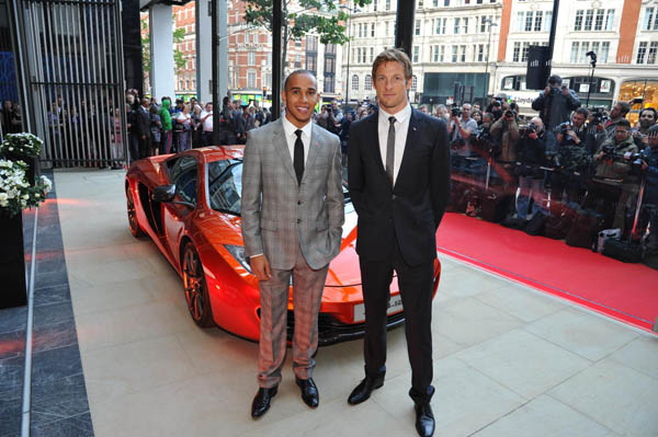 Formula 1 drivers Lewis Hamilton and Jenson Button open McLaren showroom in London